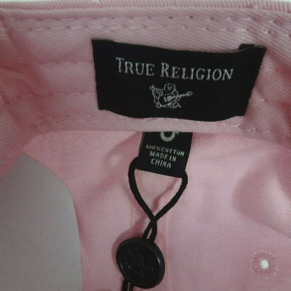 New True Religion Pink Baseball Cap Hat Crystal Horseshoe Logo Bling Minimalist - Picture 12 of 12